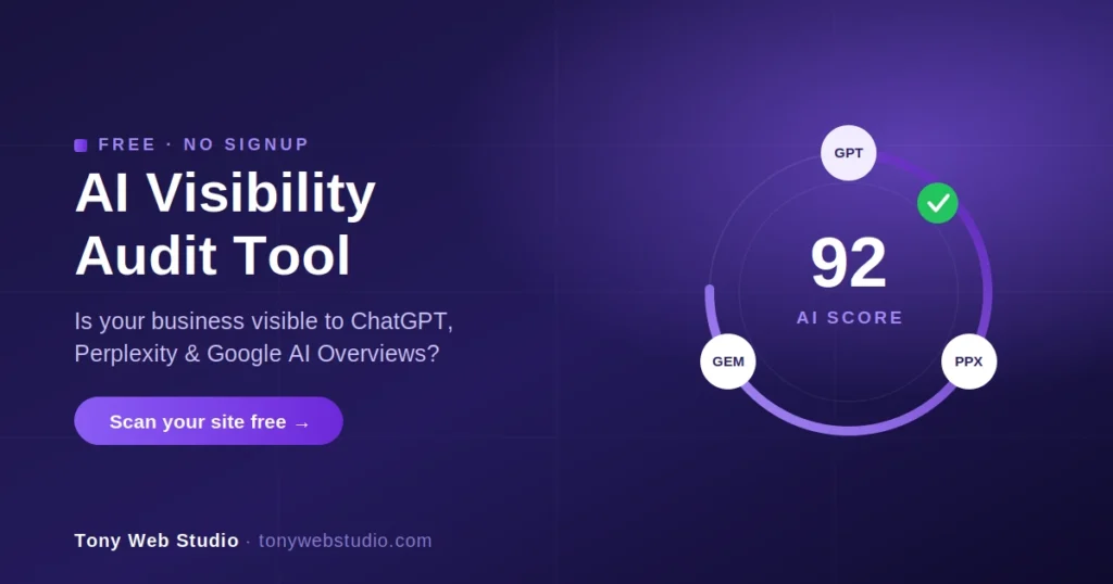Tony Web Studio free AI visibility checker for small businesses